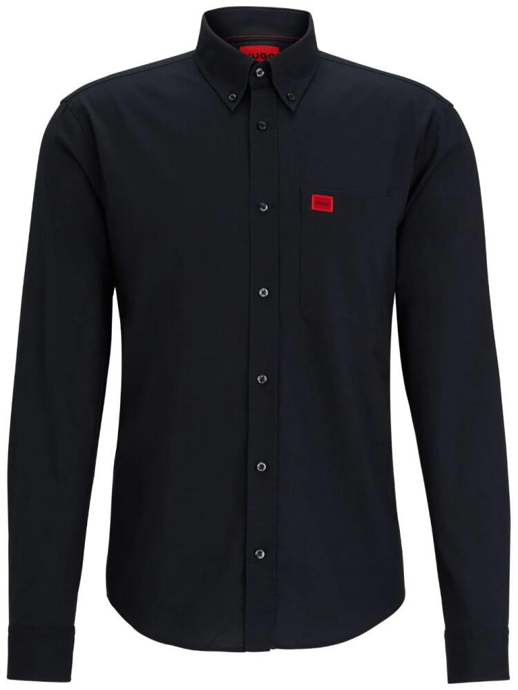 HUGO logo-appliqué cotton shirt - Black Cover