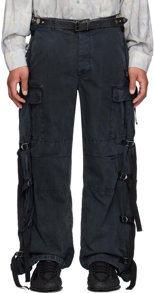 Magliano Black Strap Cargo Pants Cover