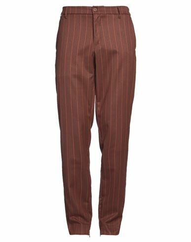 Family First Milano Man Pants Brown Polyester, Viscose, Wool, Elastane Cover