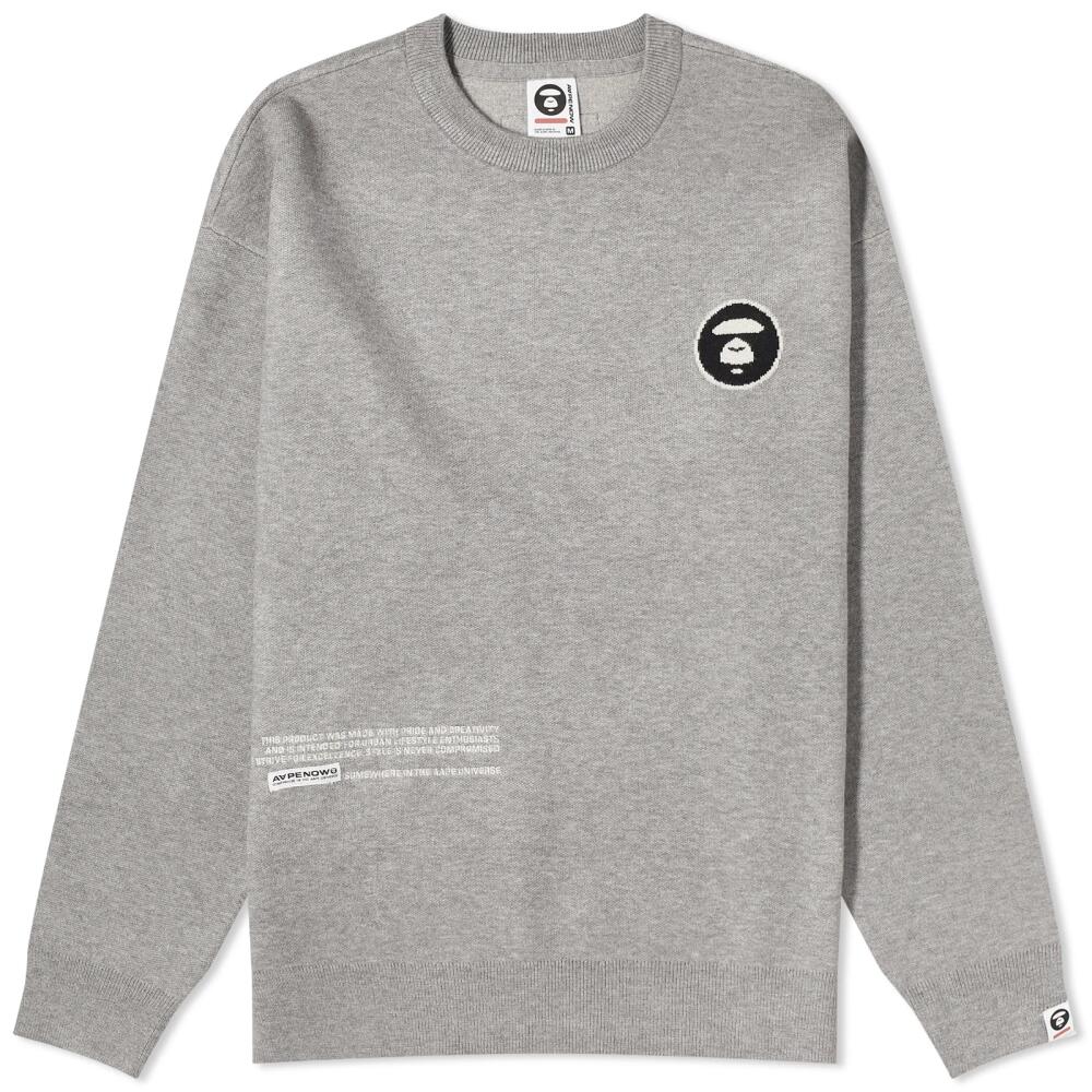 Men's AAPE Now Crew Neck Knit in White Heather Cover