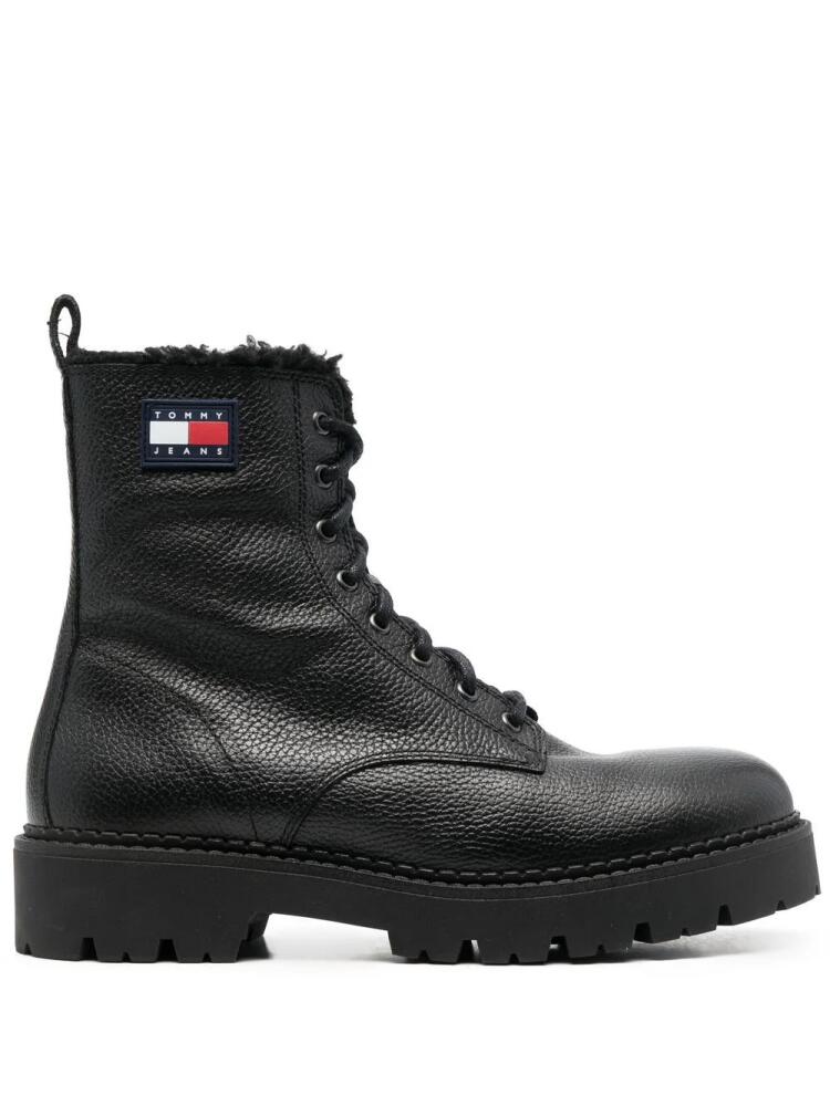 Tommy Jeans side logo-patch lace-up boots - Black Cover