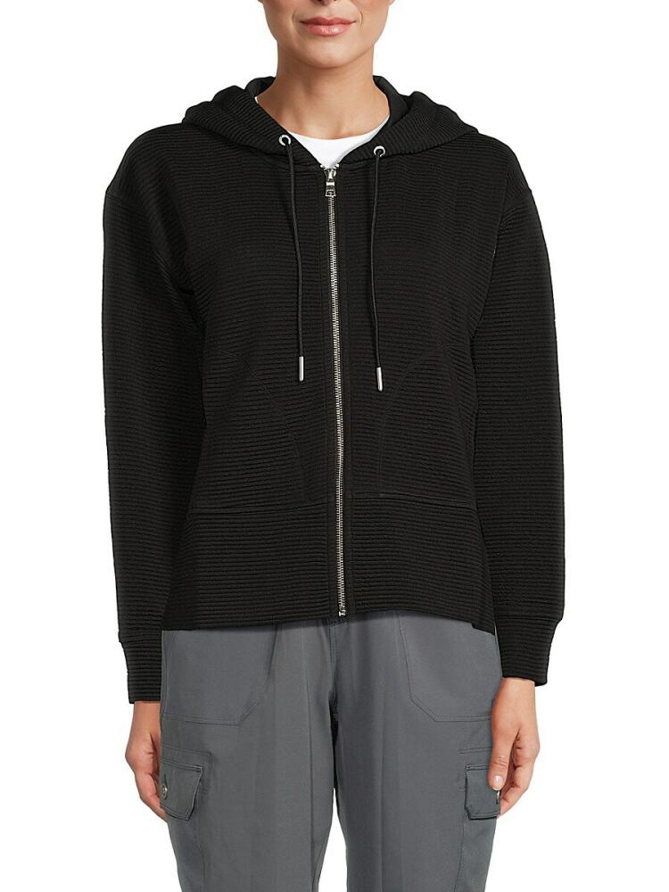 DKNY Sport Women's Ribbed Hooded Jacket - Black Cover