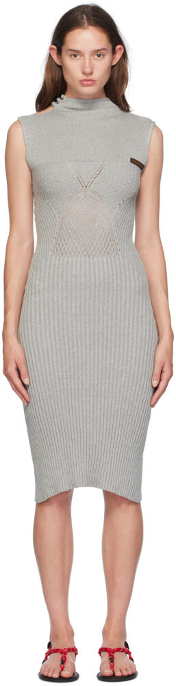 Isa Boulder Gray Raven High-Neck Midi Dress Cover