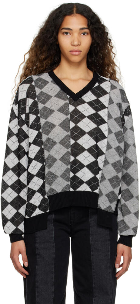 MM6 Maison Margiela White & Black Argyle Sweater Cover