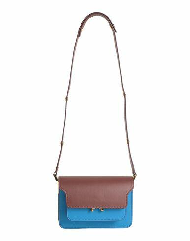 Marni Woman Cross-body bag Azure Calfskin, Brass Cover