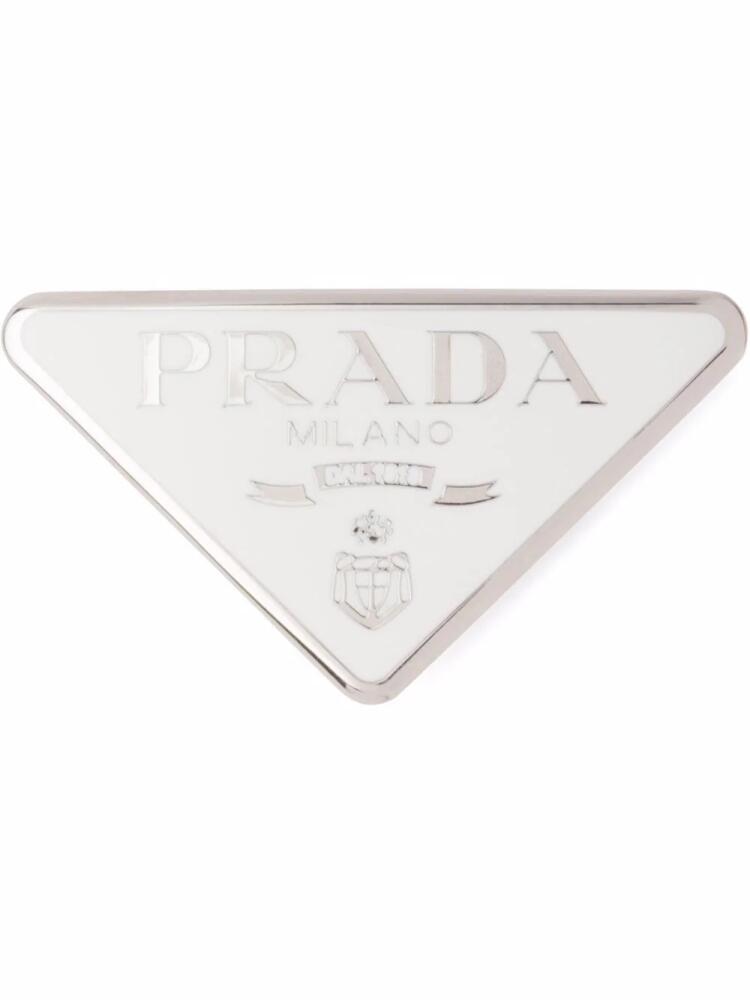 Prada triangle-logo hair clip - White Cover