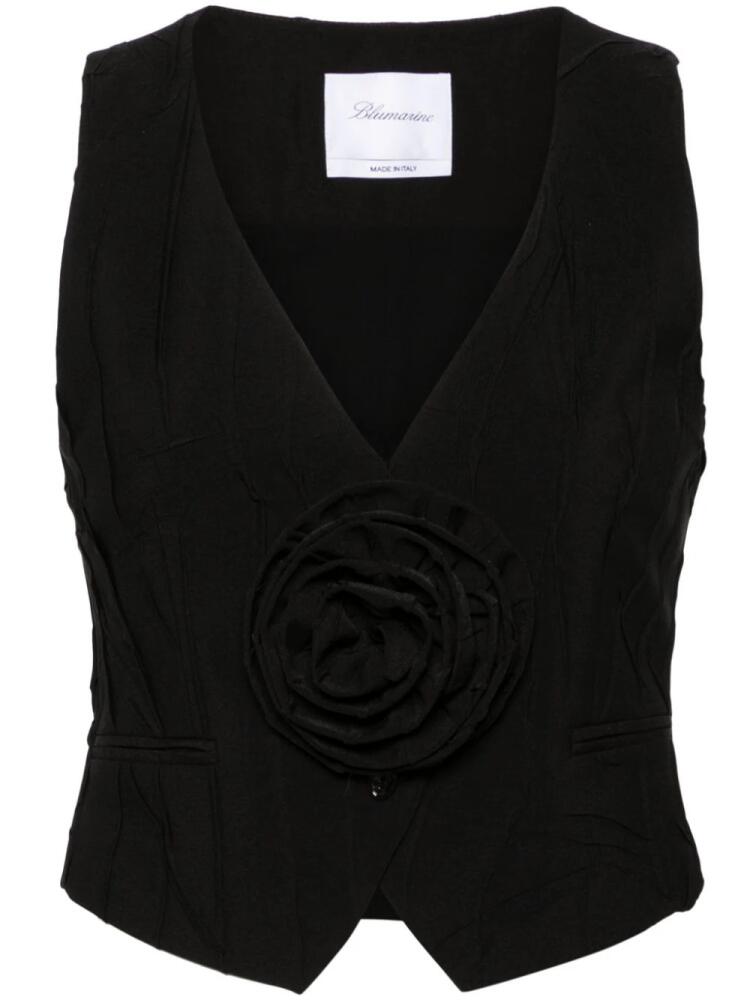 Blumarine floral-appliqué pleated waistcoat - Black Cover