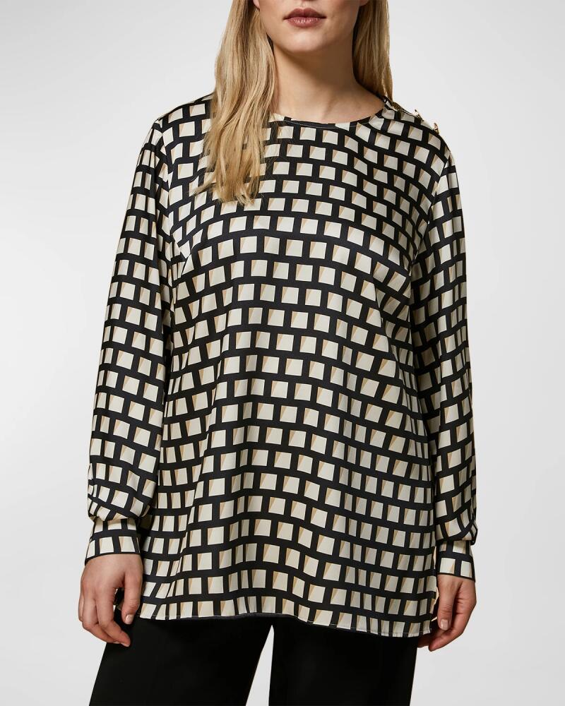 Marina Rinaldi Plus Size Bijou Geometric-Print Twill Shirt Cover