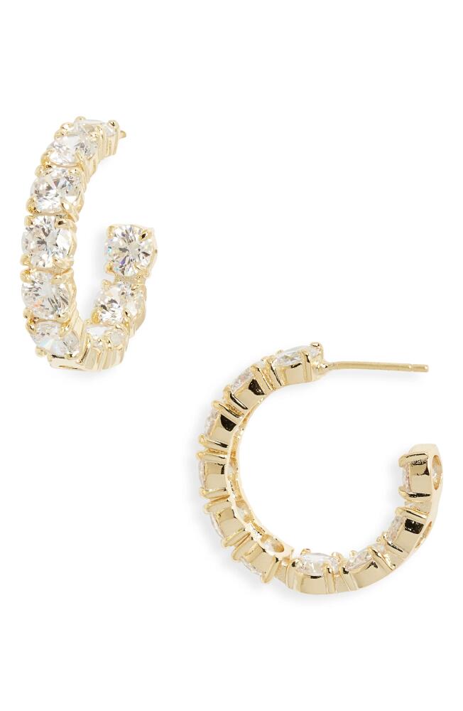 Melinda Maria Oh She Fancy Inside Out Huggie Hoop Earrings in Gold/white Diamondettes Cover