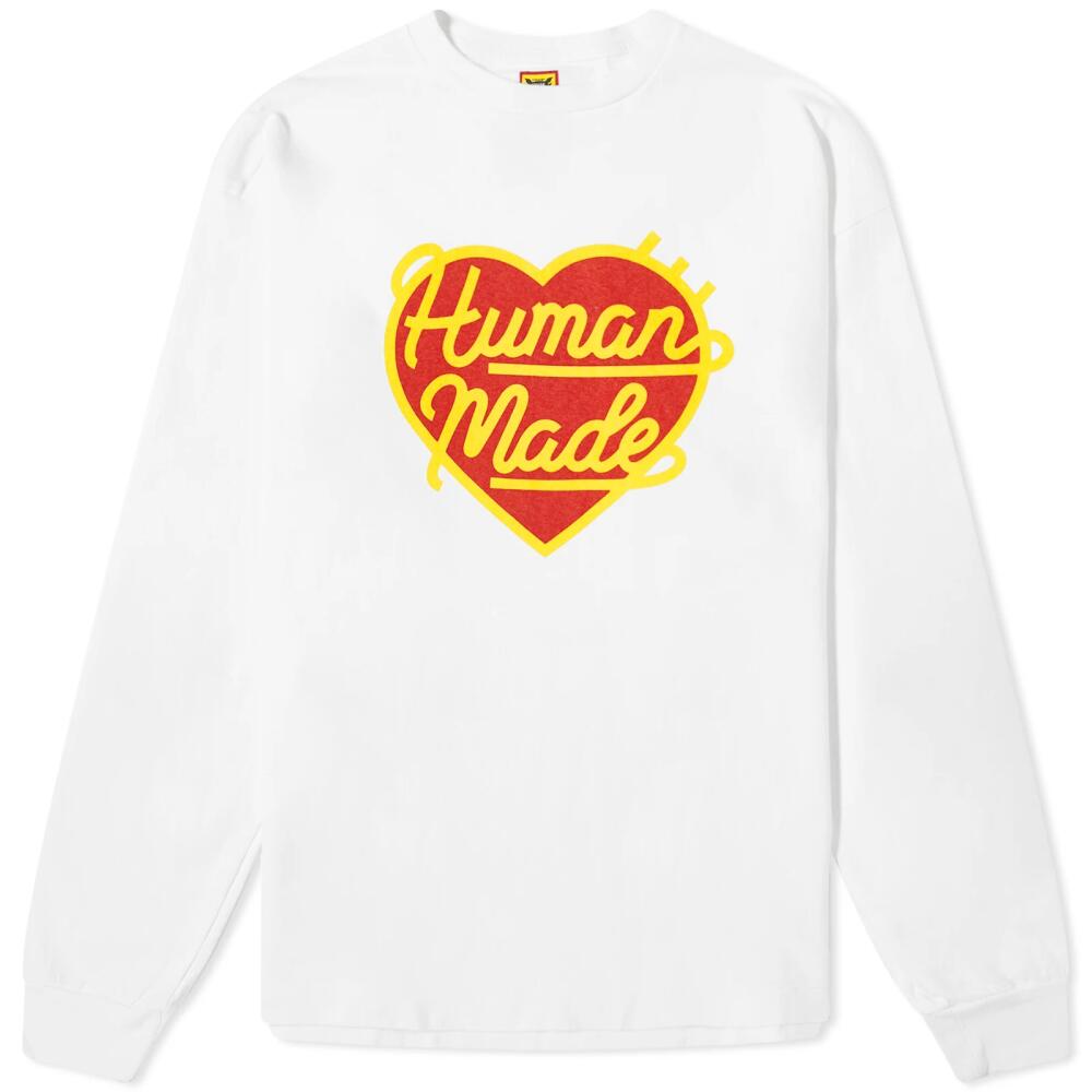 Human Made Men's Long Sleeve Large Heart T-Shirt in White Cover