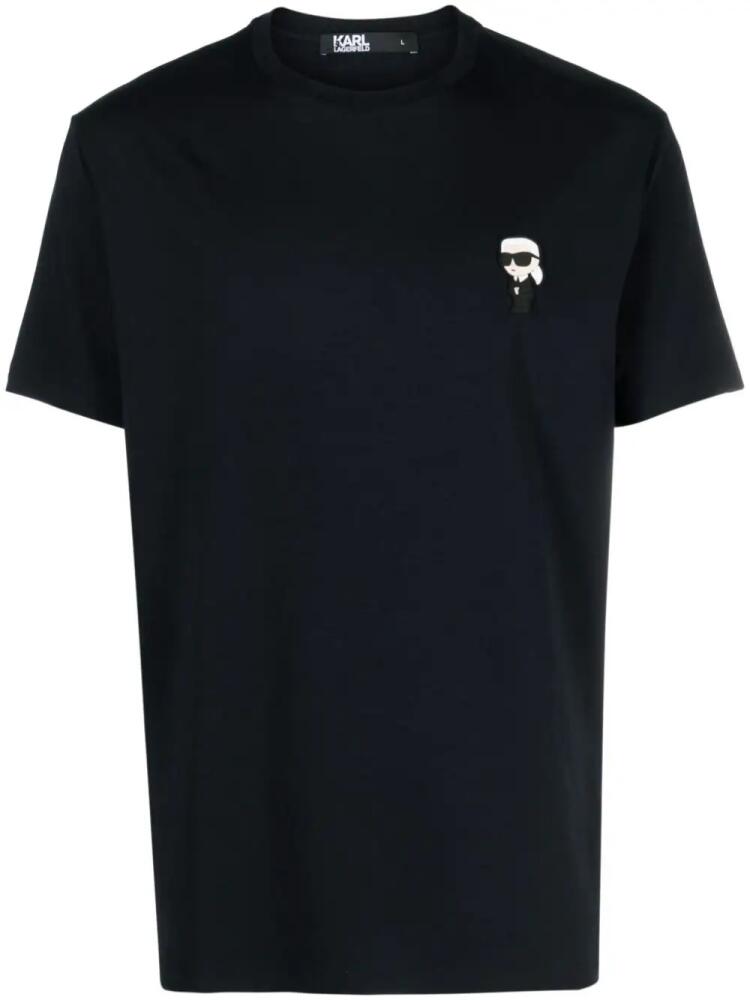 Karl Lagerfeld logo-patch cotton T-shirt - Blue Cover