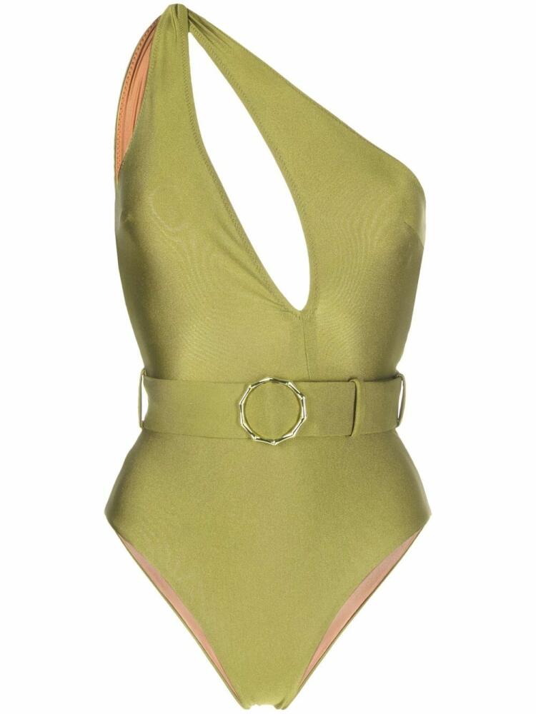 Noire Swimwear one-shoulder swimsuit - Green Cover