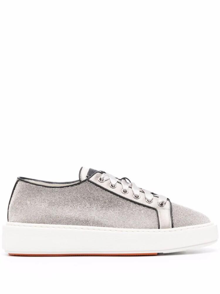 Santoni Derby sequin-embellished low-top sneakers - Grey Cover