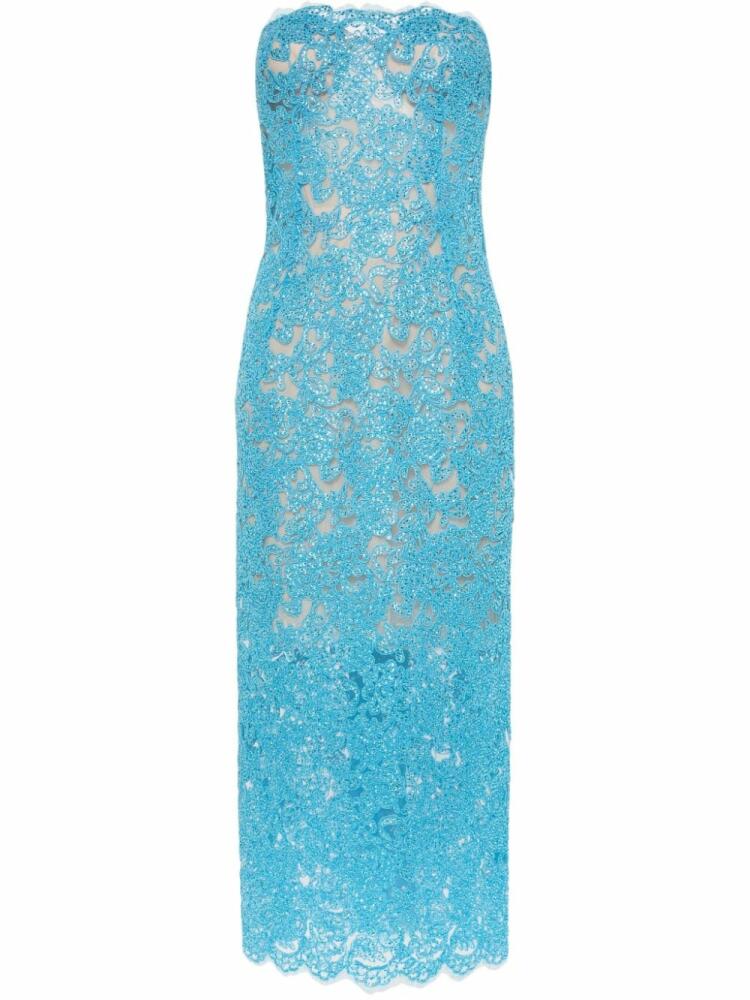 Ermanno Scervino crystal-embellished guipure lace dress - Blue Cover