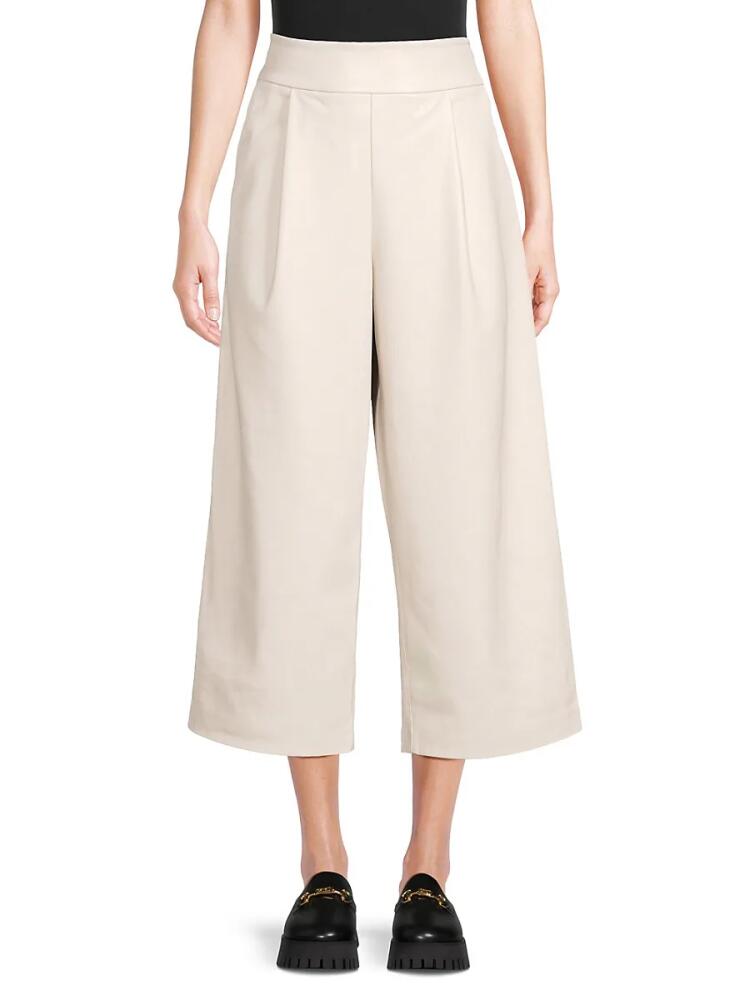 susana monaco Women's Faux Leather Cropped Pants - Blanched Cover