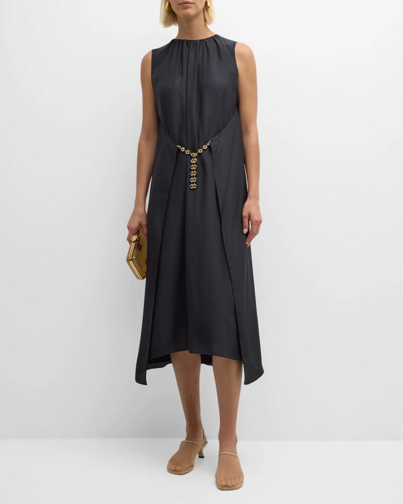 Loewe Silk Midi Dress with Chain Belt Cover