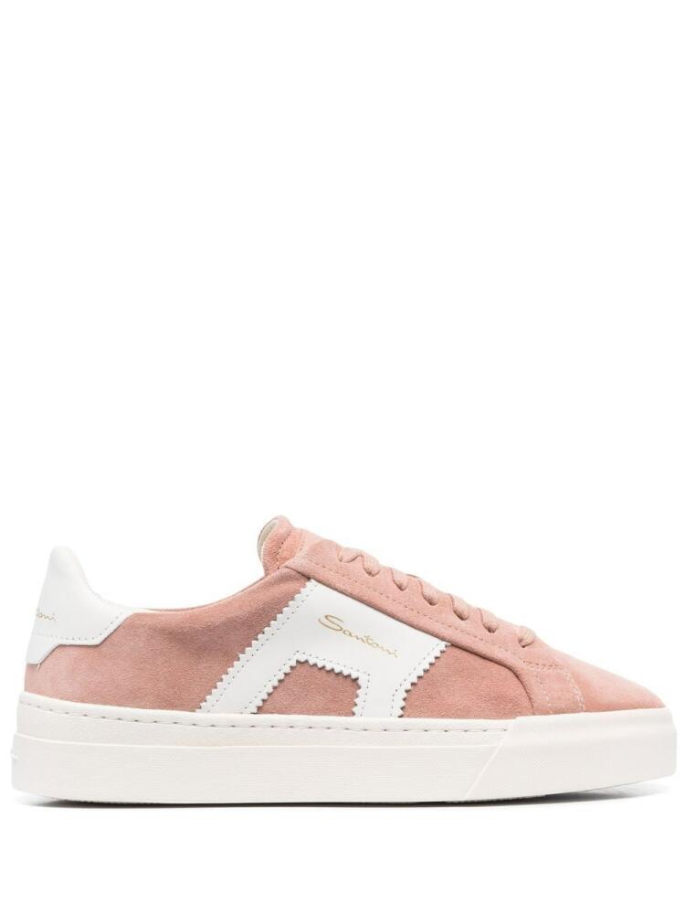 Santoni panelled low-top sneakers - Pink Cover