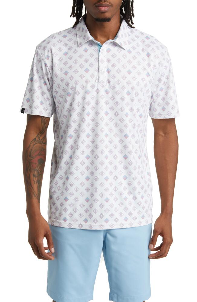 Swannies Jackson Geo Pattern Golf Polo in White Cover