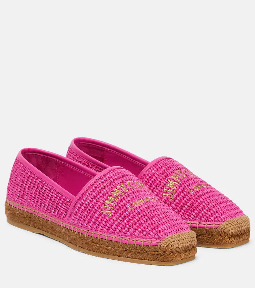 Jimmy Choo Brie Flat logo raffia espadrilles Cover