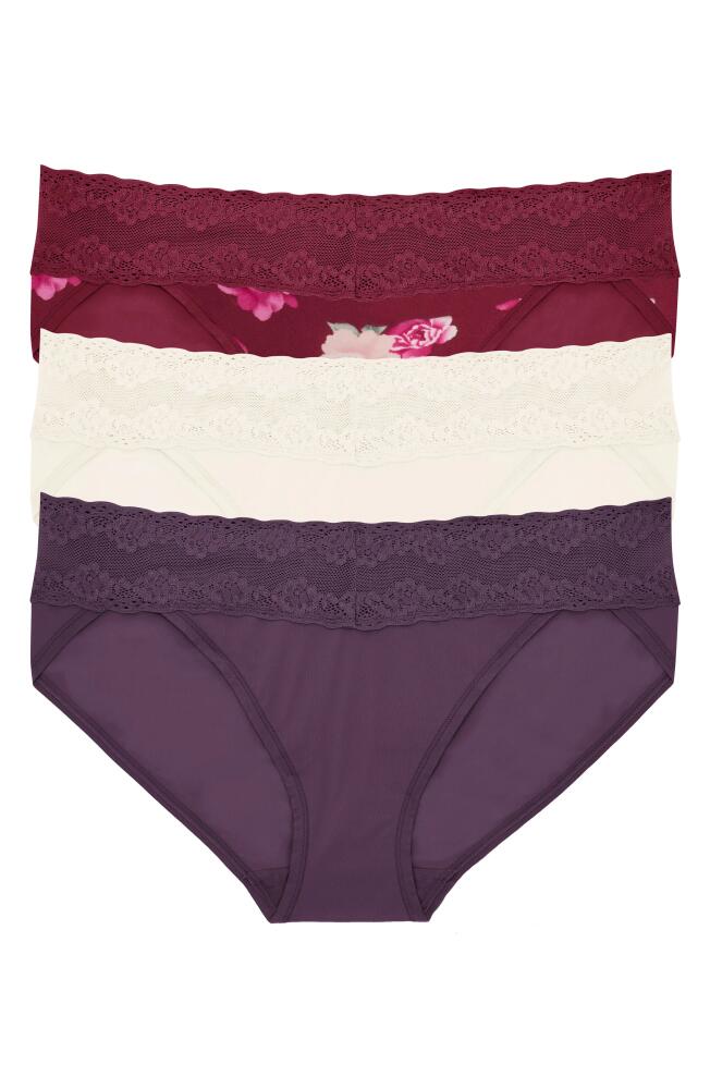 Natori Bliss Perfection 3-Pack Bikini Briefs in Verbena/Ivory/Cherry Cover