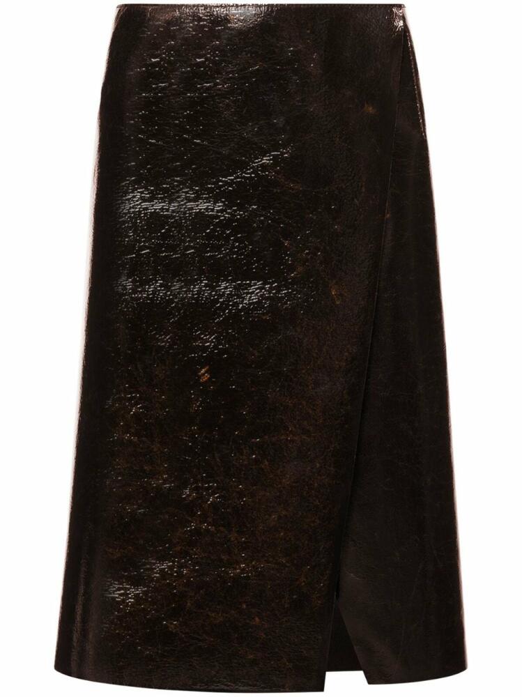 Philosophy Di Lorenzo Serafini coated wool-blend midi skirt - Brown Cover