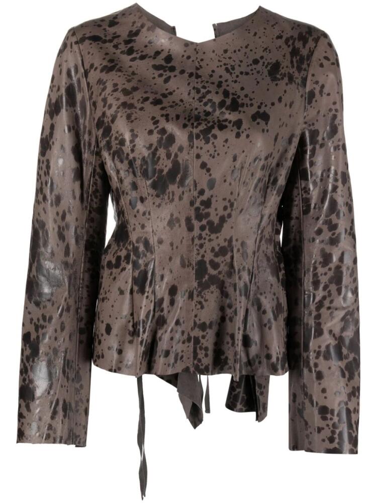 Uma Wang leopard-print open-back blouse - Grey Cover