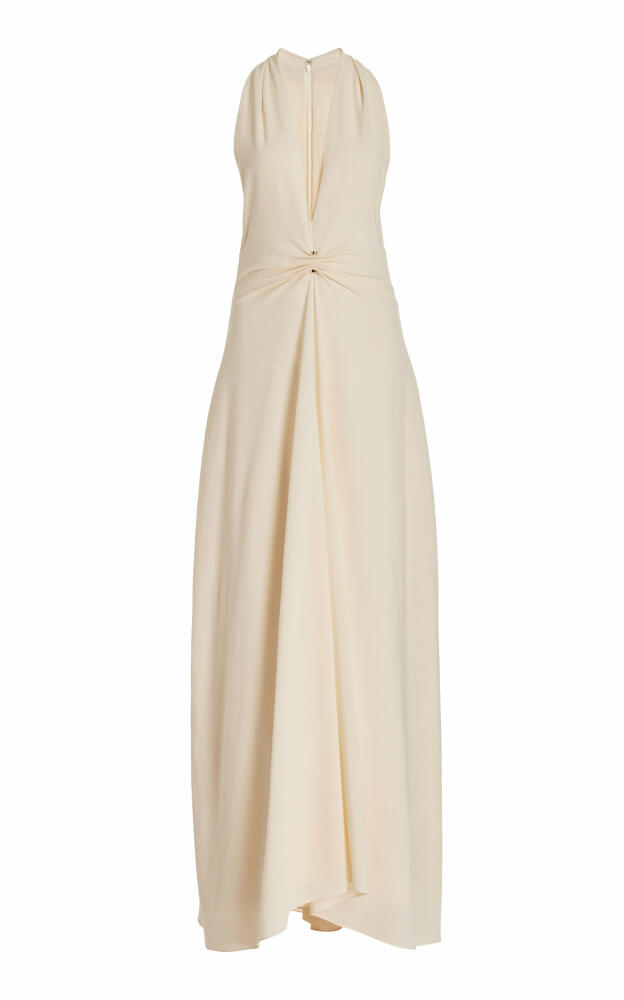 Brandon Maxwell - The Banks Deep-V Stretch-Crepe Maxi Dress - Ivory Cover