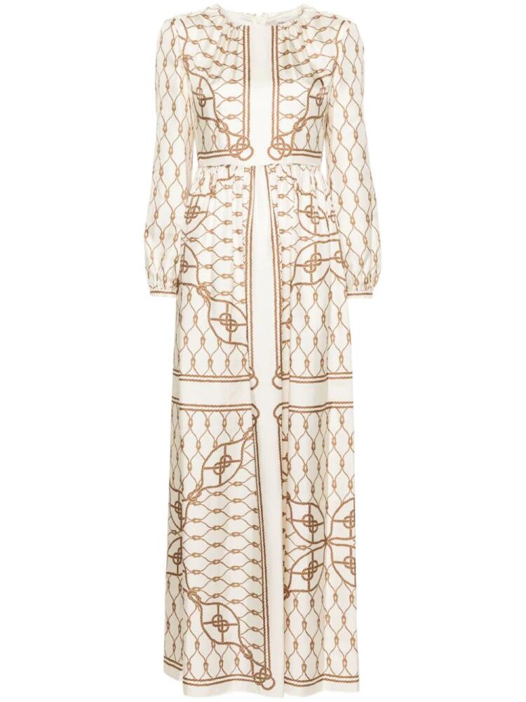 Tory Burch knot-print silk maxi dress - Neutrals Cover