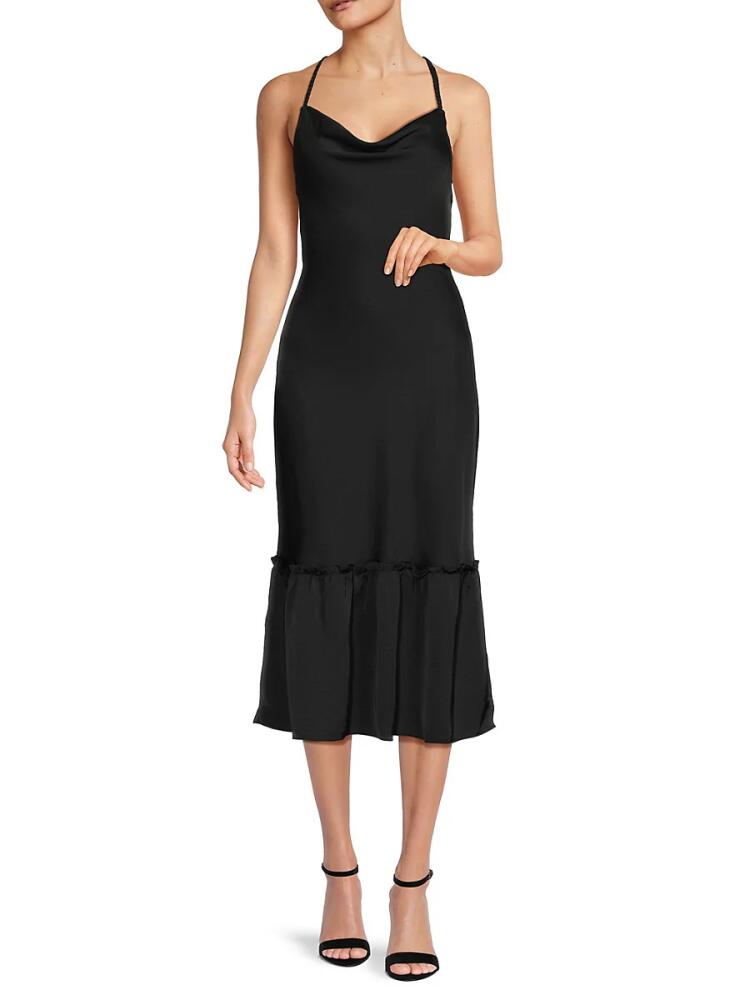 Karl Lagerfeld Paris Women's Halterneck Tiered Midi Dress - Black Cover