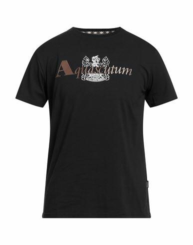 Aquascutum Man T-shirt Black Cotton, Elastane Cover