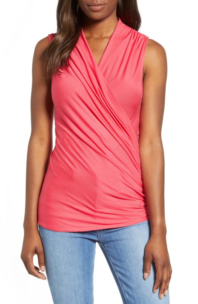 Loveappella Cross Drape Sleeveless Top in Azalea Cover