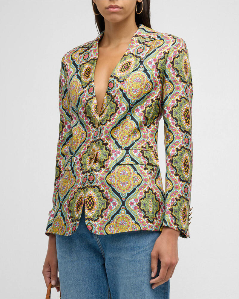 Etro Medallion-Print Silk Single-Breasted Blazer Jacket Cover