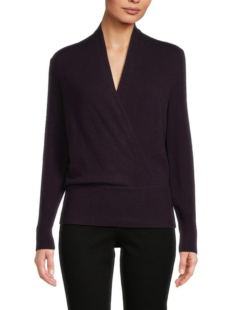 Sofia Cashmere Women's Faux Wrap Cashmere Sweater - Currant Cover