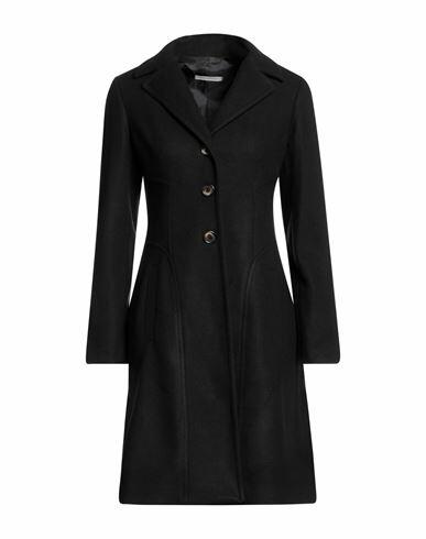 Biancoghiaccio Woman Coat Black Acrylic, Polyethylene, Wool Cover