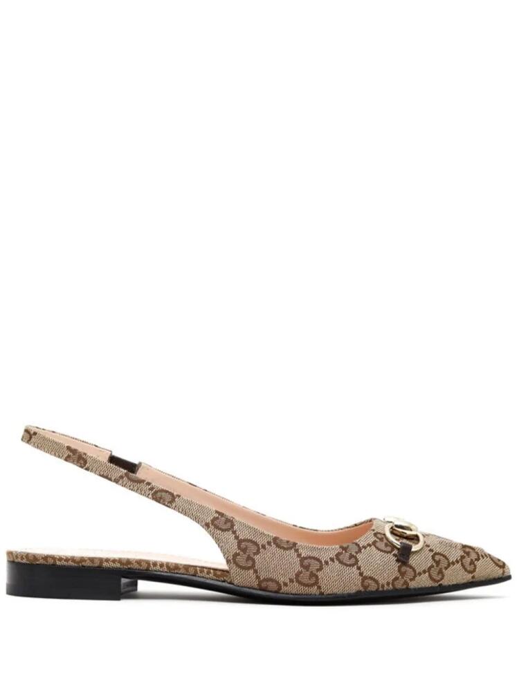 Gucci monogram-print slingback ballerina shoes - Neutrals Cover