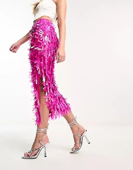 Jaded Rose shard sequin maxi skirt in pink Cover