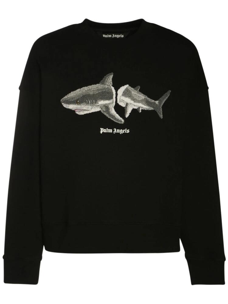 PALM ANGELS Shark Embroidery Cotton Sweatshirt Cover