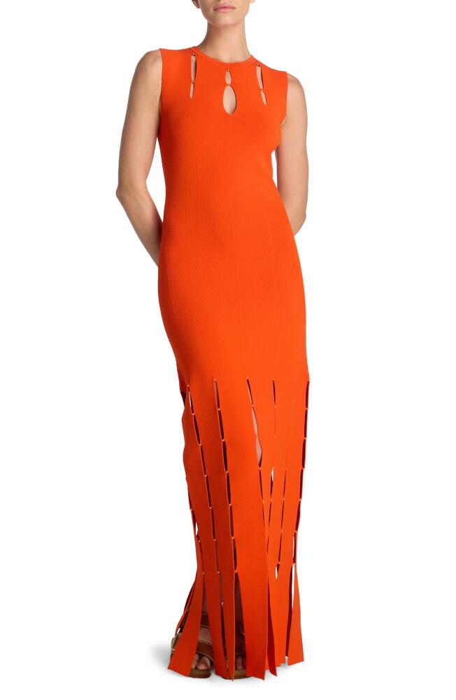 St. John Evening Slit Detail Sleeveless Knit Gown in Persimmon Cover