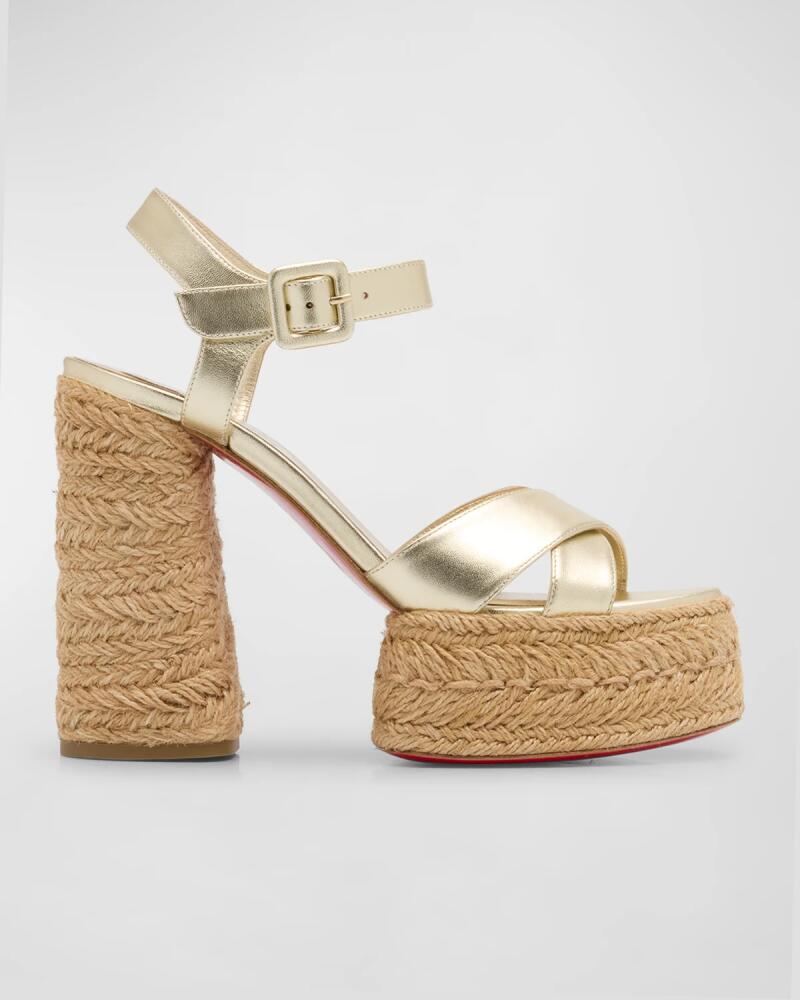 Christian Louboutin Super Calakala Metallic Red Sole Platform Espadrilles Cover