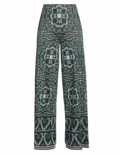 Circus Hotel Woman Pants Emerald green Viscose, Polyester, Cotton Cover