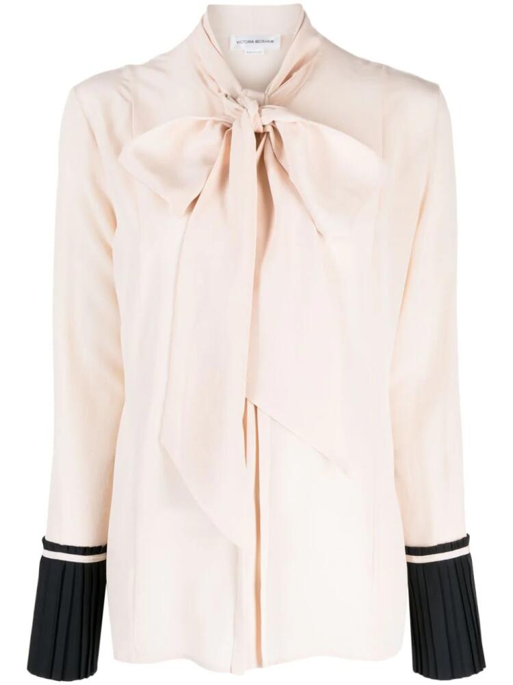 Victoria Beckham pussy-bow silk shirt - Pink Cover