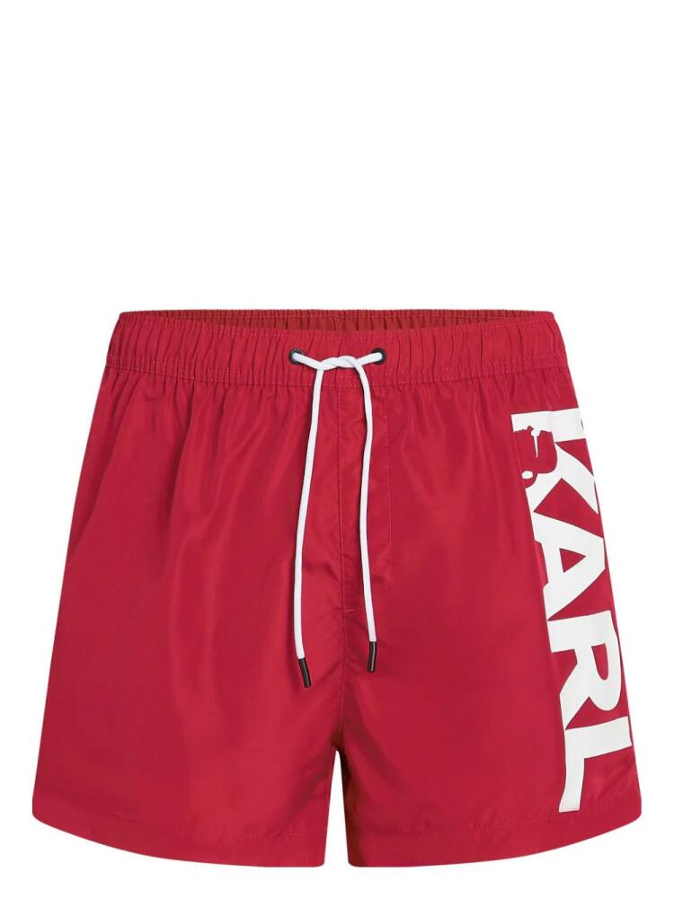 Karl Lagerfeld logo-print swim shorts - Red Cover