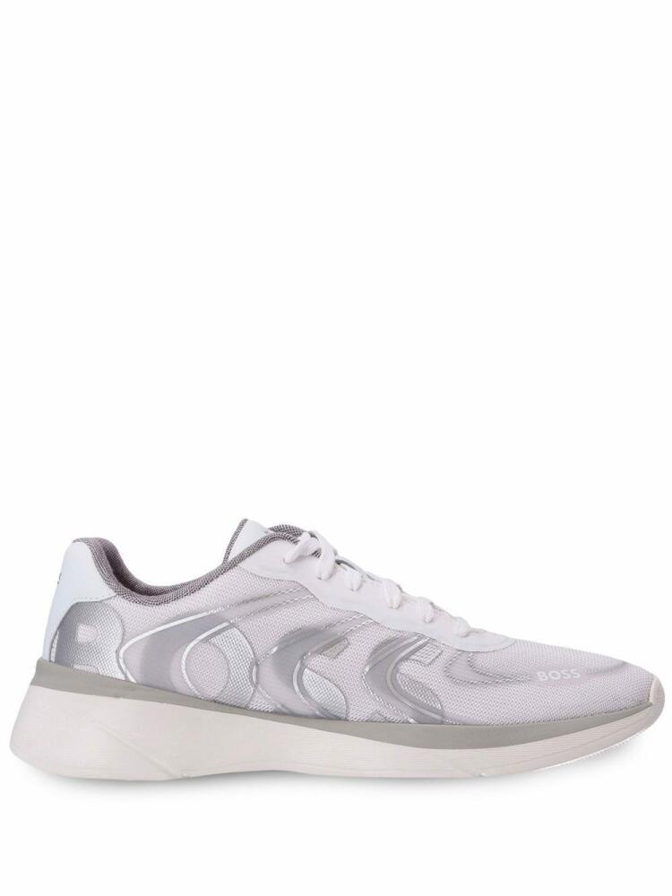 BOSS reflective-detail mesh low-top sneakers - White Cover