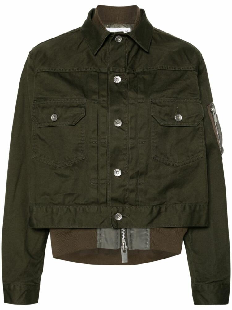 sacai layered bomber jacket - Green Cover