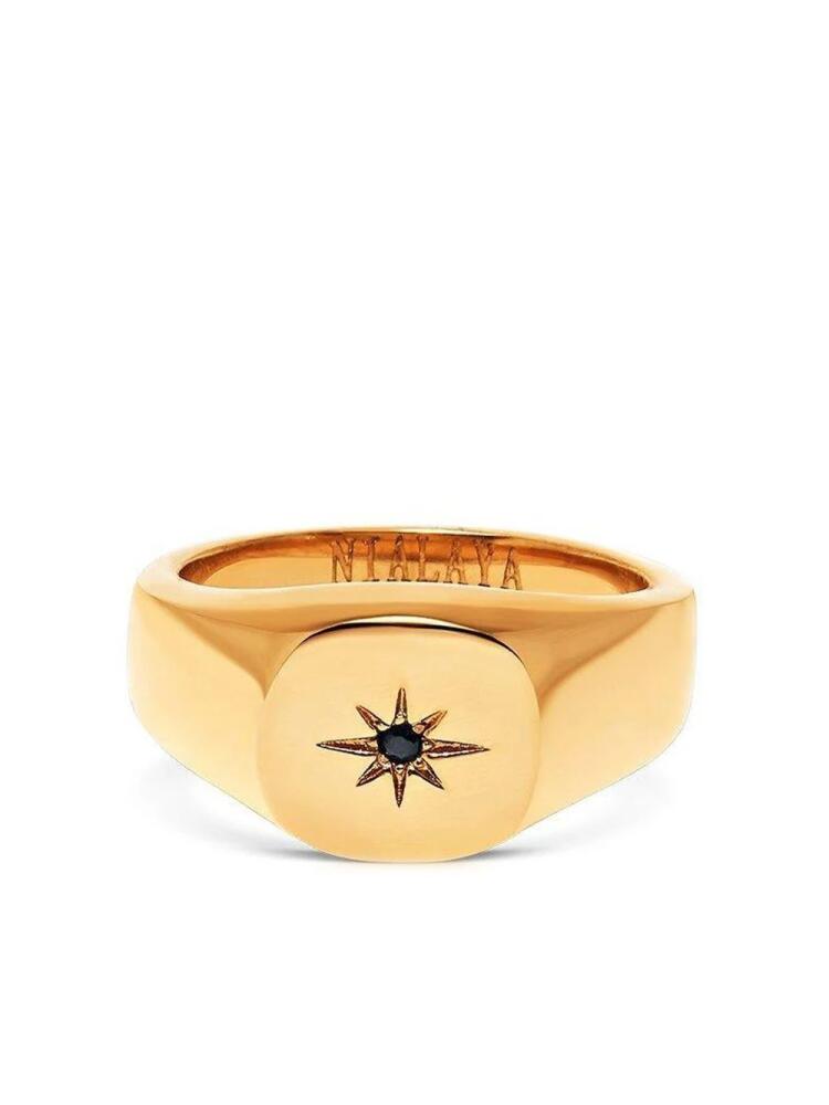 Nialaya Jewelry Skyfall Starburst signet ring - Gold Cover