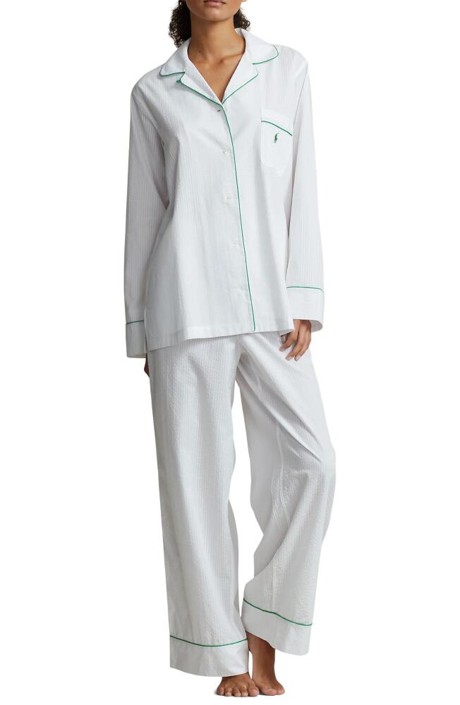 Polo Ralph Lauren Cotton Seersucker Pajamas in White Cloud Cover