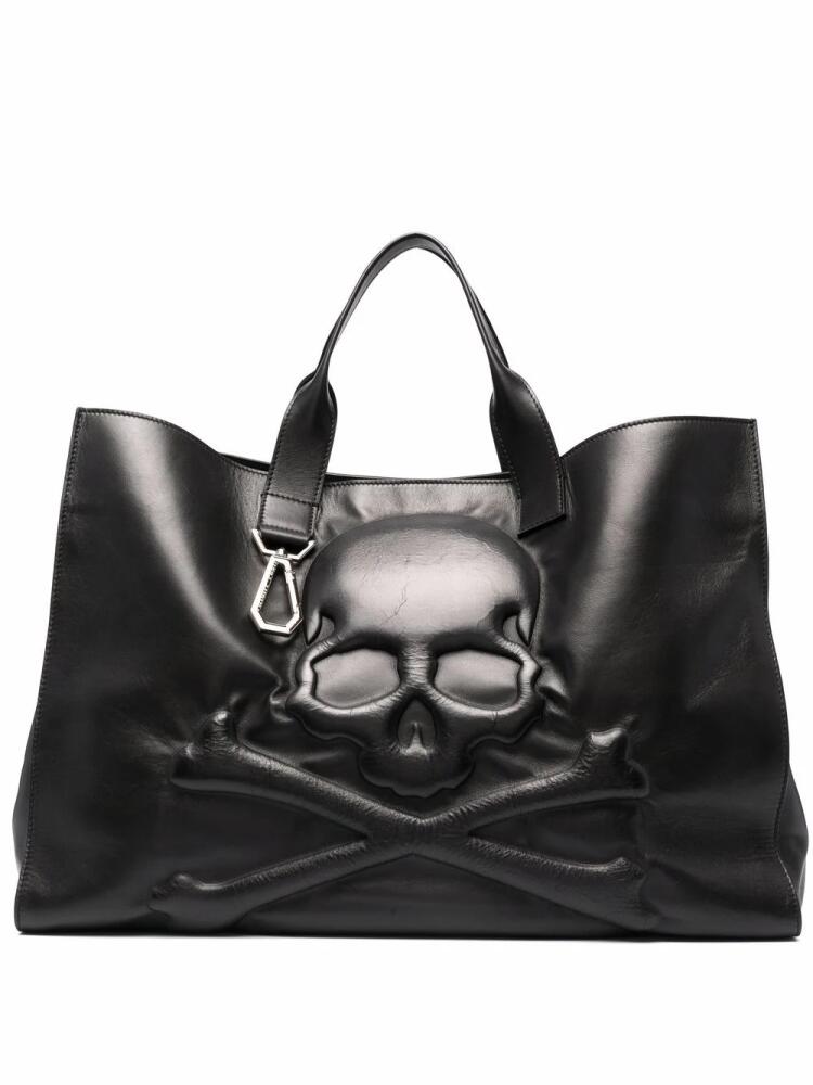 Philipp Plein skull-debossed leather tote bag - Black Cover