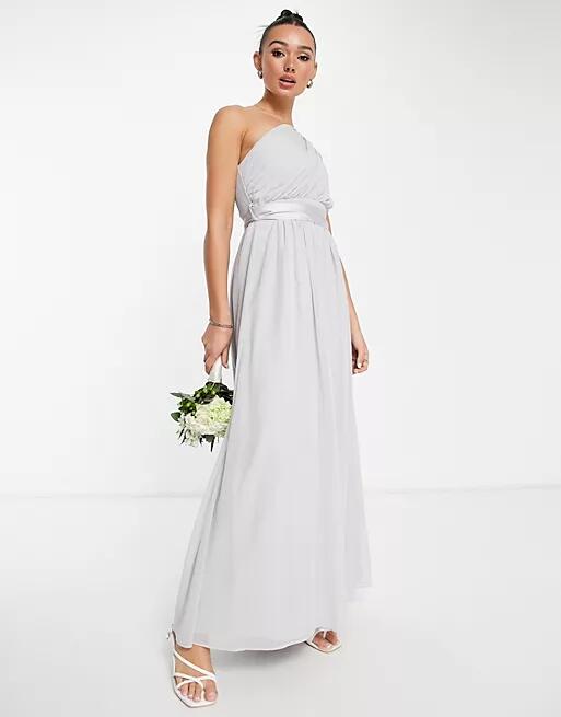 Little Mistress Bridesmaid chiffon maxi dress in gray Cover