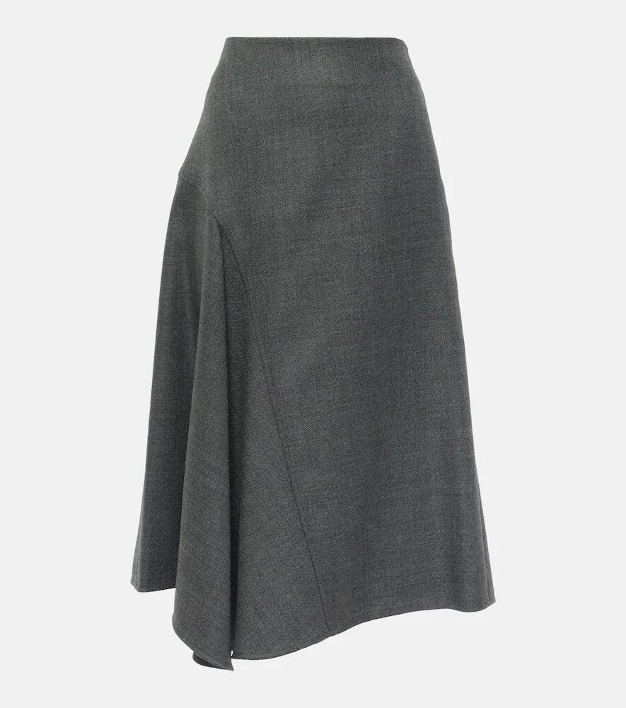 Brunello Cucinelli Asymmetric virgin wool midi skirt Cover