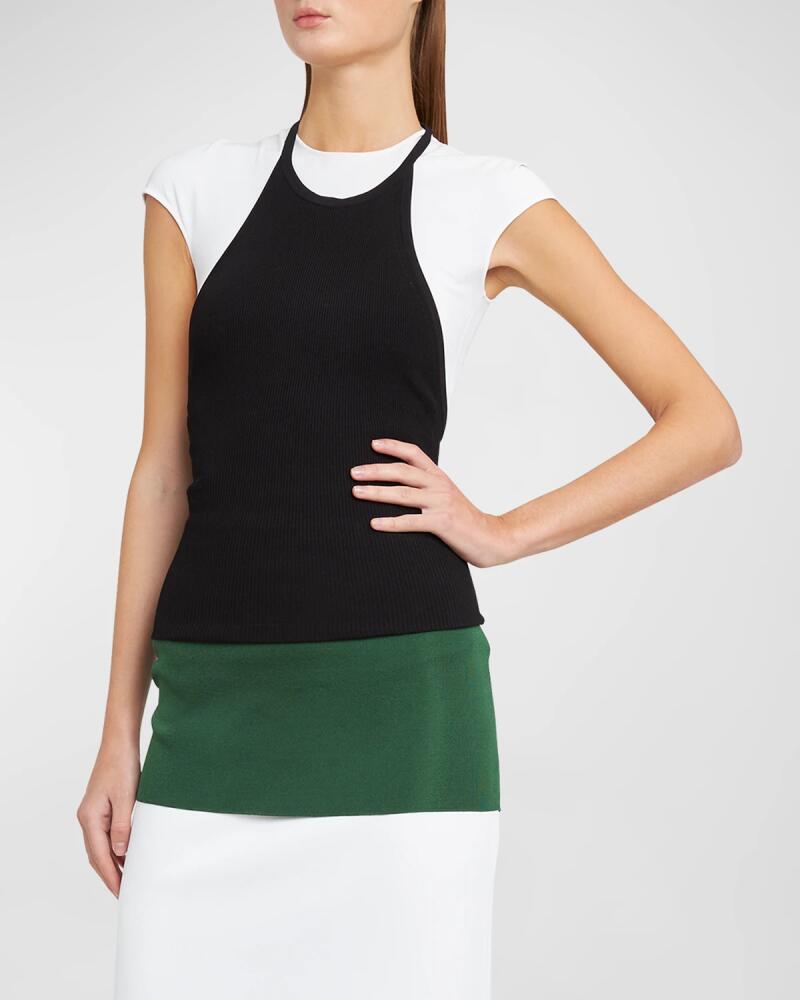 Ferragamo Colorblock Layered Cap-Sleeve Midi Dress Cover